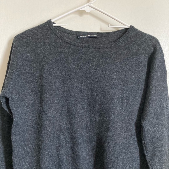 Brandy Melville Dark Gray 100% Cashmere Crew Neck Long Sleeve Sweater #Bl - Picture 5 of 7
